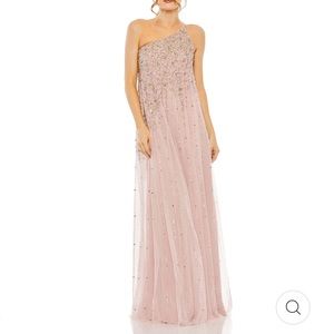 MAC Duggal ONE SHOULDER EMBELLISHED TRAPEZE A LINE GOWN,sz 4, new, porcelain